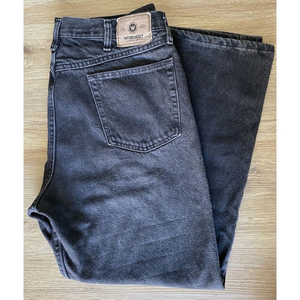 Vtg Wrangler Men's Jeans 100% Cotton Relaxed Fit Black Denim Y2K Baggy Sz 38x30
